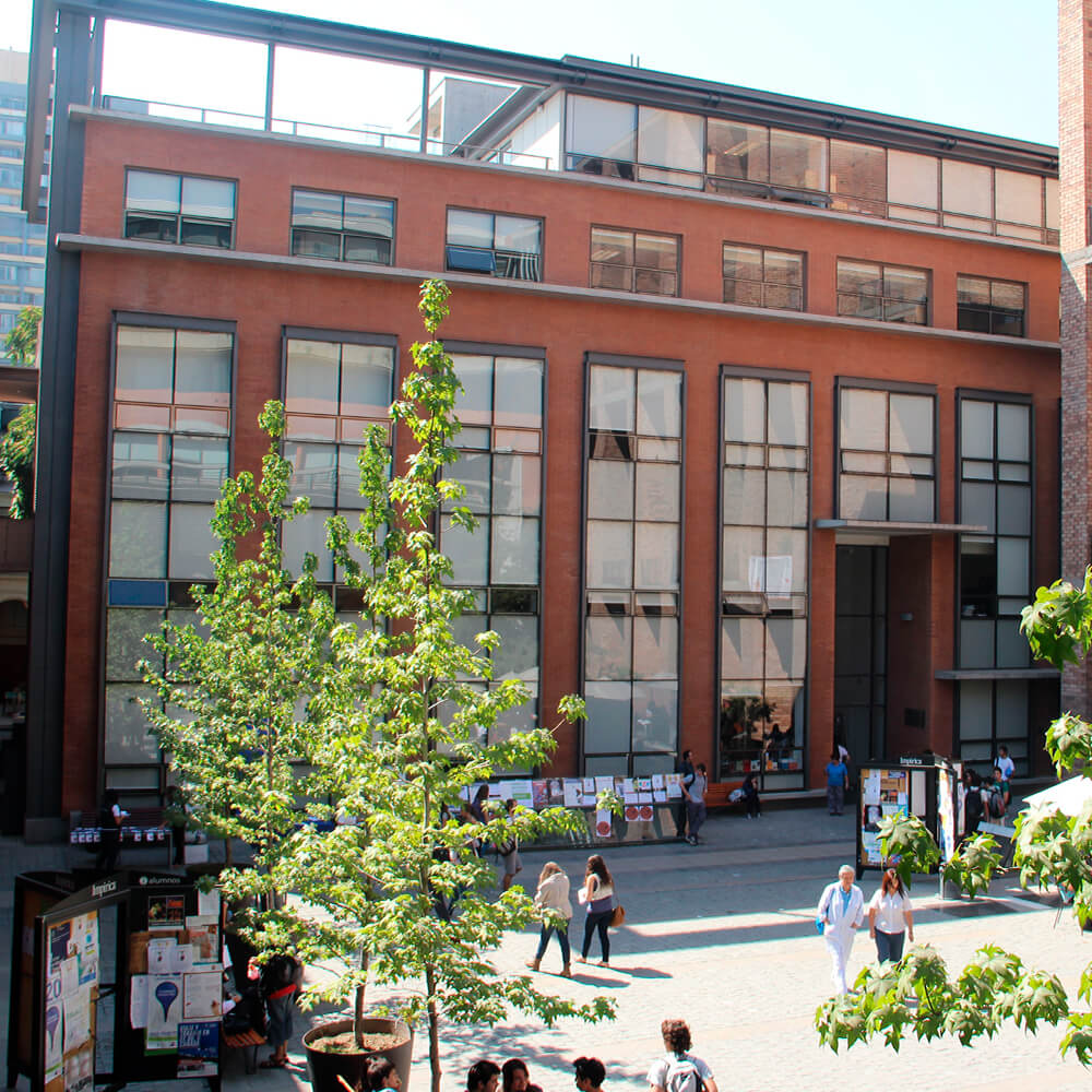 Edificio con ventanas y un árbol